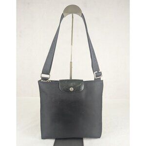 Authentic Unisex Longchamp Shoulder Bag Black Nylon/Leather Bag - FAST SHIPPING